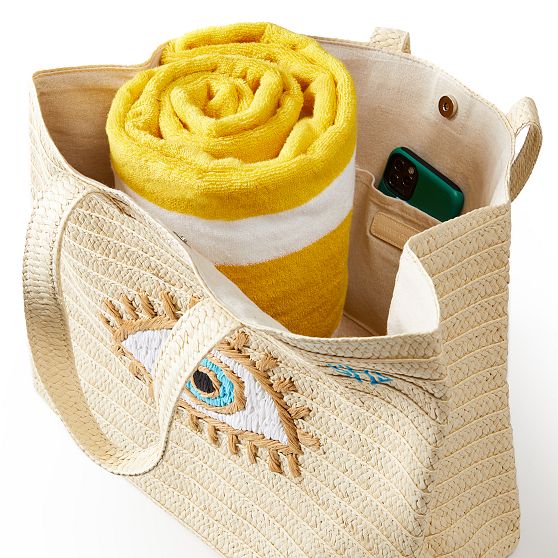 Evil Eye Straw Beach Tote