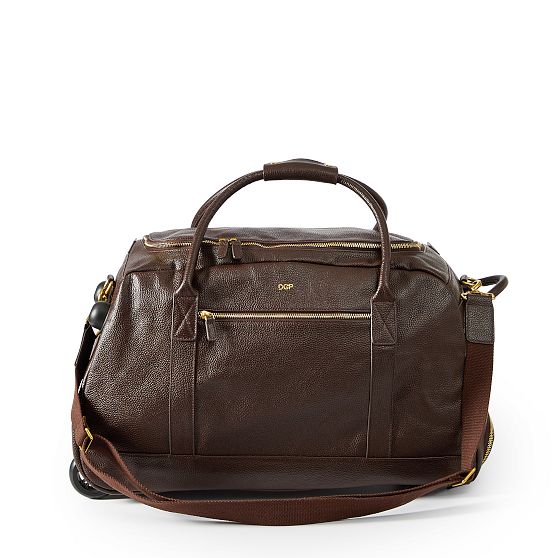 Harvey Leather Carry-On Rolling Duffle Bag