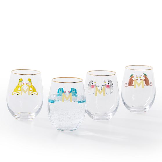 Party Animal Stemless Wine Glasses, Set of 4