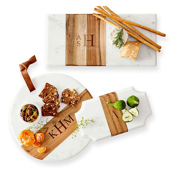 Wood and Marble Beveled Cheese Board