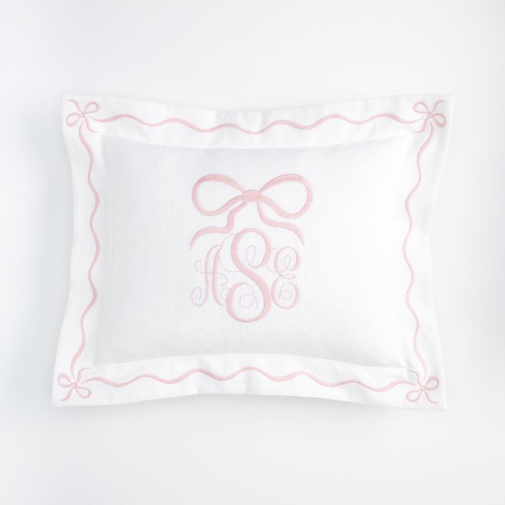 Bespoke Embroidered Bow Pillow Cover