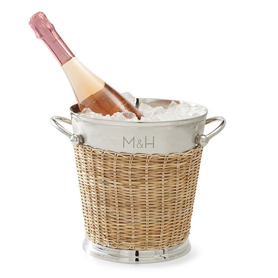 Silver and Wicker Ice Bucket