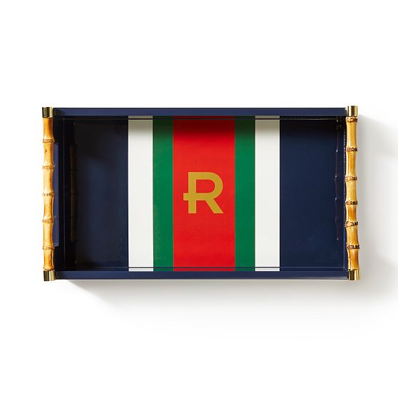 Stripe Bamboo Lacquer Tray