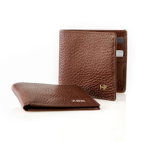 Harvey Monogrammed Leather Wallet Mark and Graham