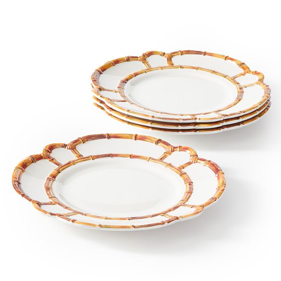 Bamboo Melamine Dinner Plate, Set of 4