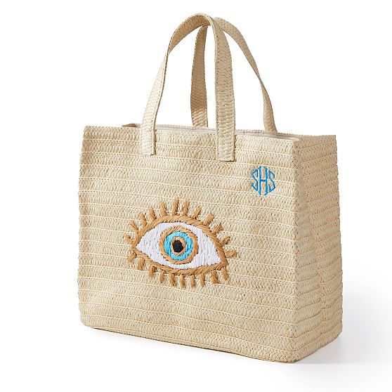 Evil Eye Straw Beach Tote Mark and Graham