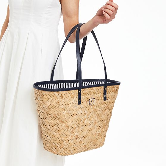 Striped Palm Leaf Tote