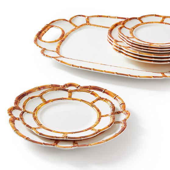 Bamboo Melamine Dinner Plate, Set of 4