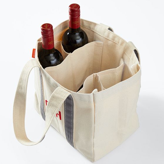 Canvas Four Bottle Wine Tote