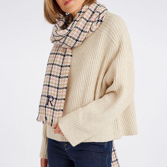 Italian Houndstooth Plaid Blanket Scarf