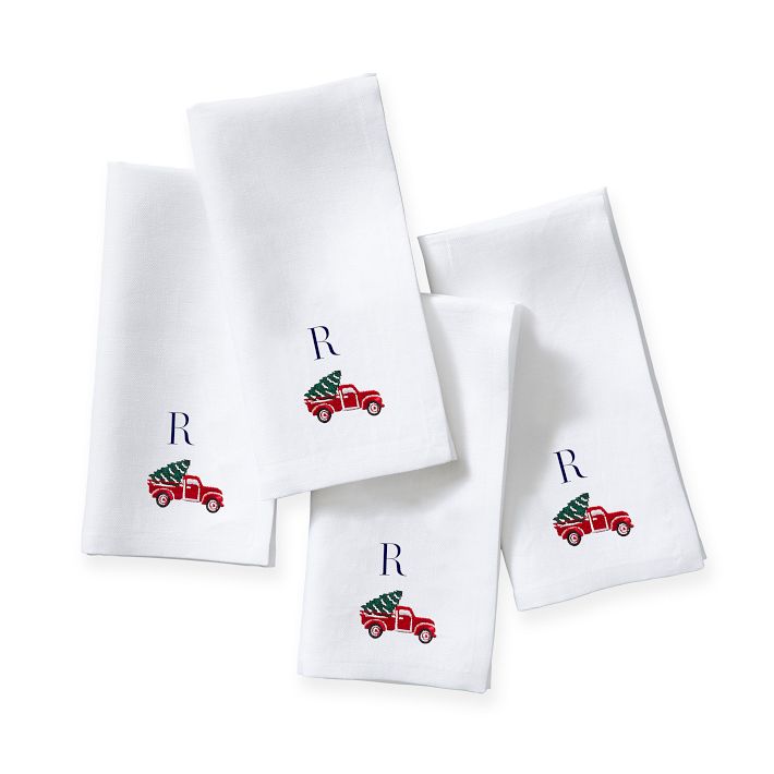 Embroidered Holiday Dinner Napkins, Set Of 4