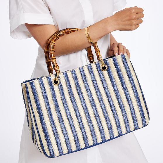 Bamboo Elisabetta Striped Raffia Handbag