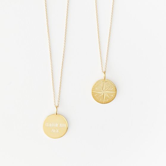 Tiny gold compass necklace, gold circle disk necklace, compass necklace, bridesmaid 2024 gifts, gift ideas, wedding gifts