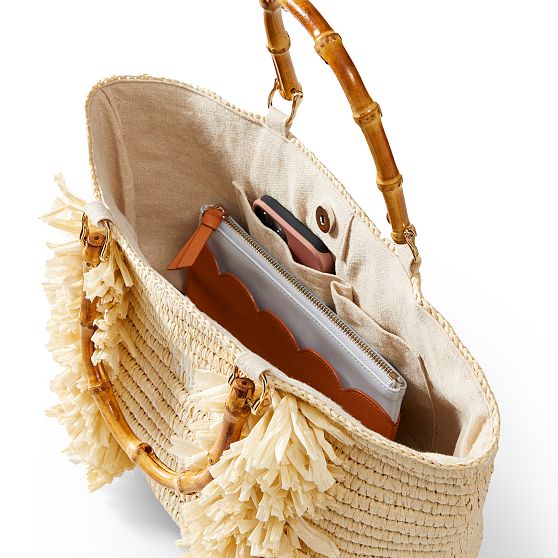 Bamboo Straw Fringe Beach Bag