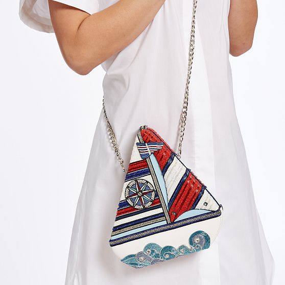 Beaded Sailboat Crossbody Bag