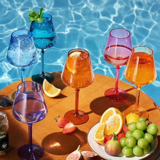 Colored Outdoor Wine Glasses Set of 6