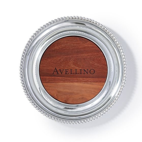 Round Beaded Silver and Walnut Wood Cheese Board