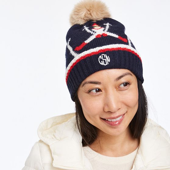 Jumping Skier Pom Pom Hat