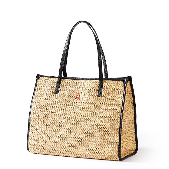 Raffia and Leather Tote