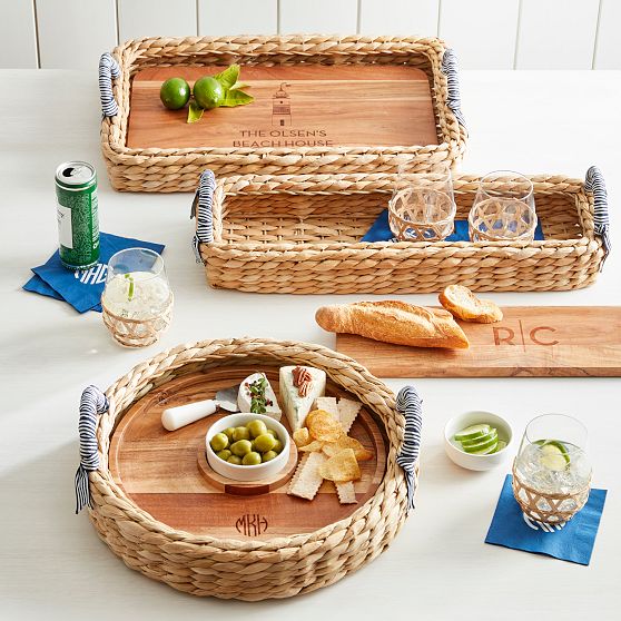 Seagrass Woven Serving Tray and Cheese Board