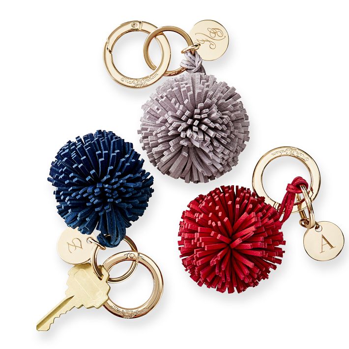 Leather Pom Pom Keychain