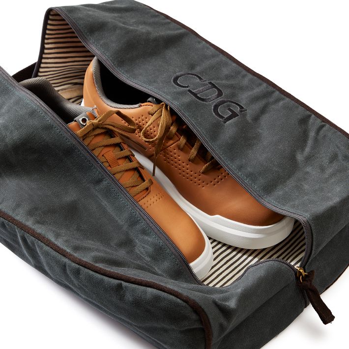 Mark and Graham Waxed Canvas Travel Shoe Bag Slate