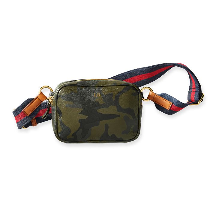 Camo Convertible Belt Bag with Red Navy Twill Crossbody Strap Set Mark and Graham