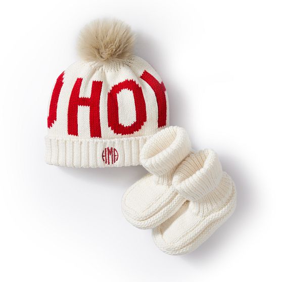 Cotton Cashmere Pom Pom Hat &amp; Bootie Set