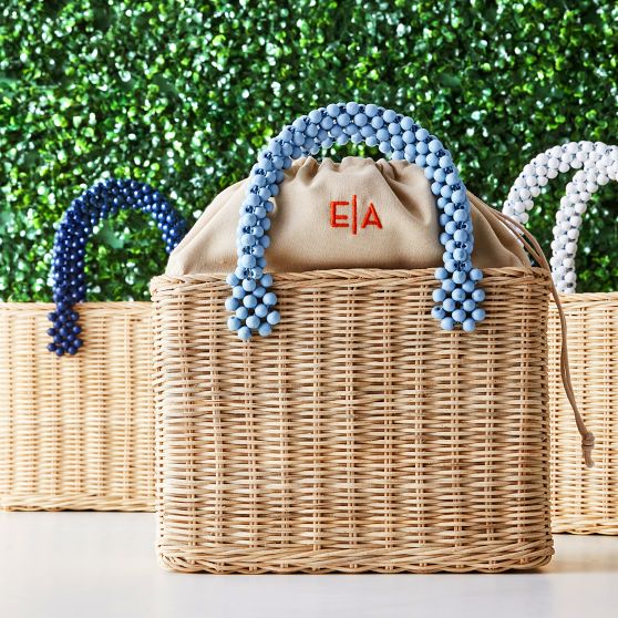 Isla Beaded Wicker Bag White Gifts for Her