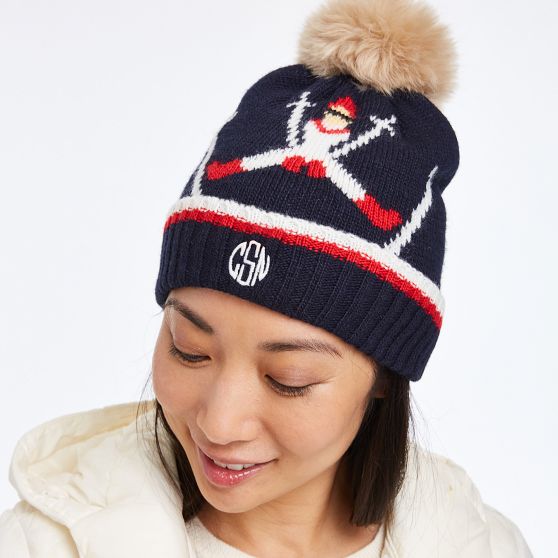 Jumping Skier Pom Pom Hat