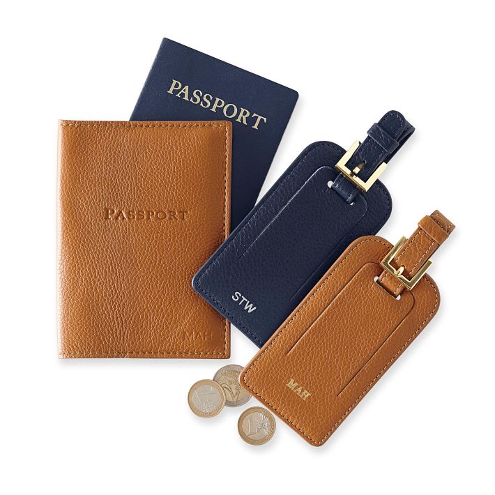 Mens passport holder and luggage tag top