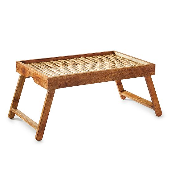 Mango Wood and Rattan Breakfast Tray