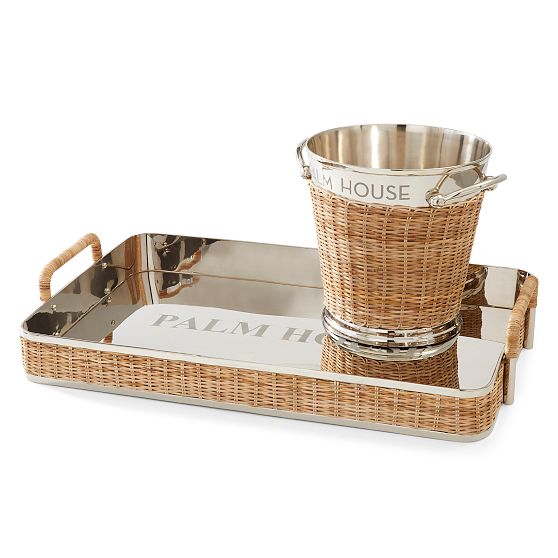 Silver and Wicker Entertaining Gift Set