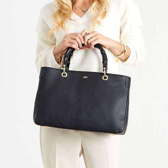 Black Bamboo Elisabetta Slouch Handbag