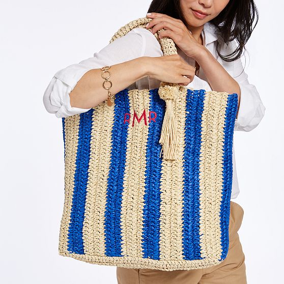 Cabana Stripe Straw Beach Tote