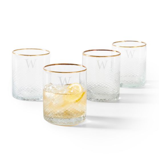 Gold Rim Rocks Glasses, Set of 4