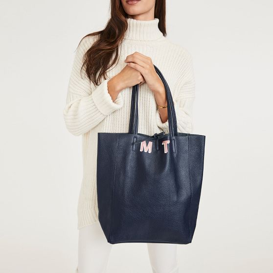 Monogrammed tote bags leather online