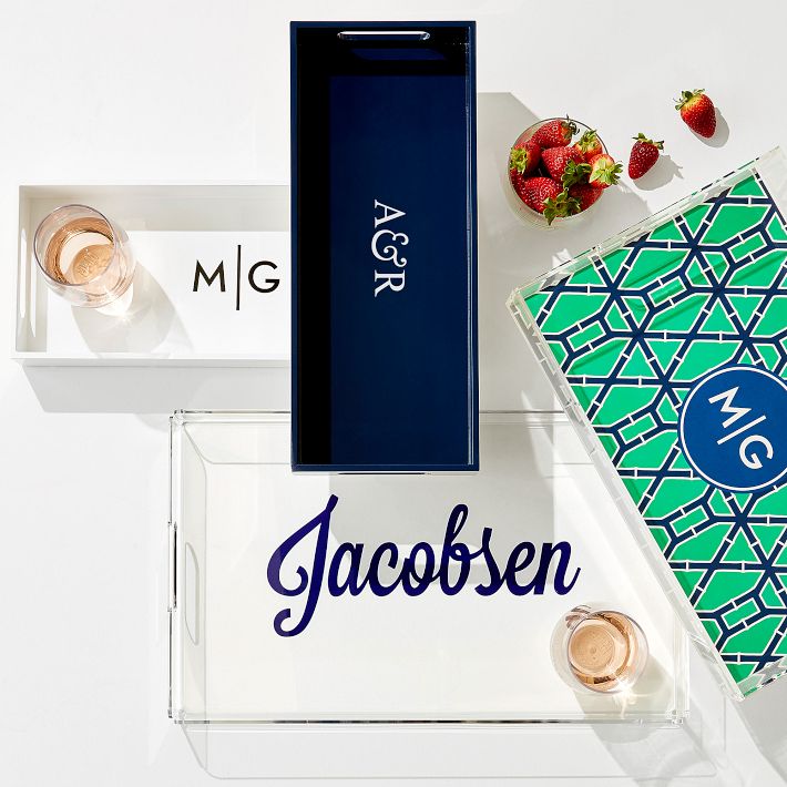 Monogrammed Lucite Serving Tray with Handles | Personalized Acrylic Coffee Table Tray | Wedding Shower | Housewarming deals Gift