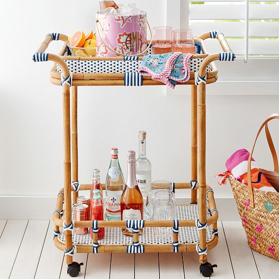 Rattan Bistro Bar Cart