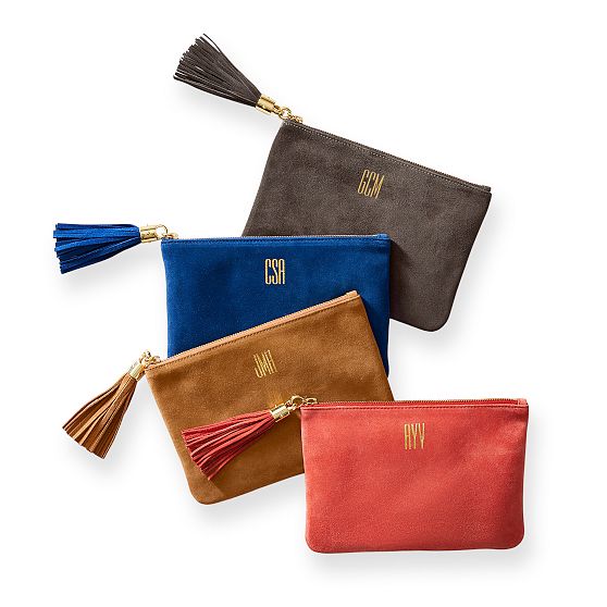 Italian Suede Zipper Pouch