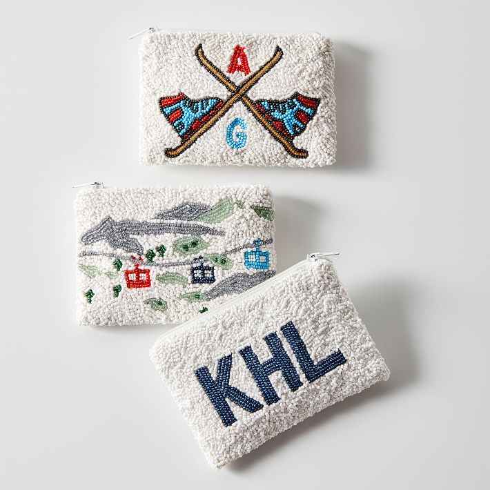 Ski Beaded Zip Pouch