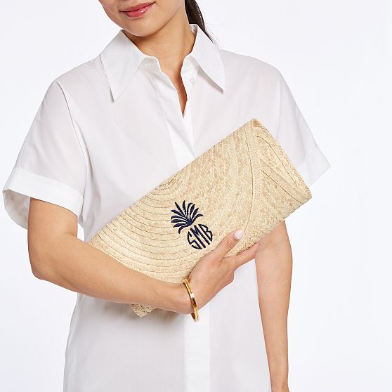 Palm Leaf Rounded Clutch