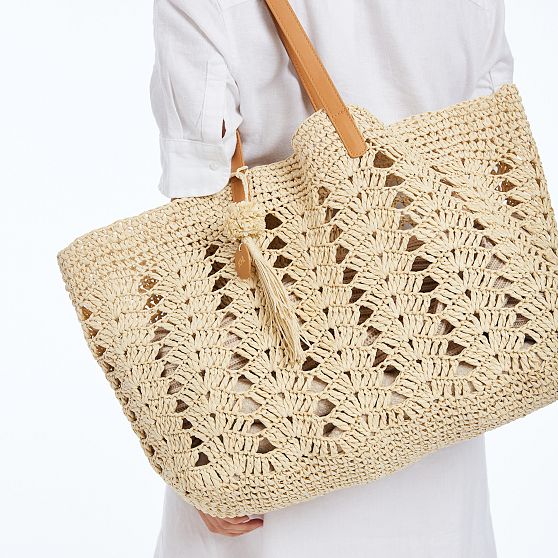 Crochet Straw Beach Tote