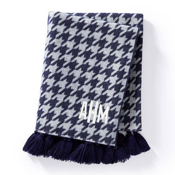 Italian Houndstooth Tassel Throw Blanket