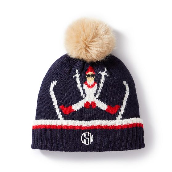 Jumping Skier Pom Pom Hat