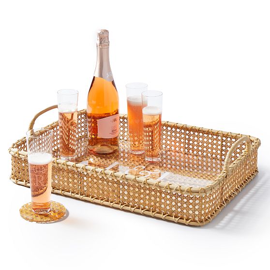 Natural Rattan Rectangle Serving Tray