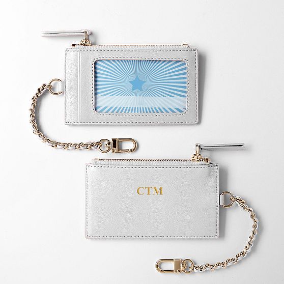 Chain Strap Leather ID Card Case