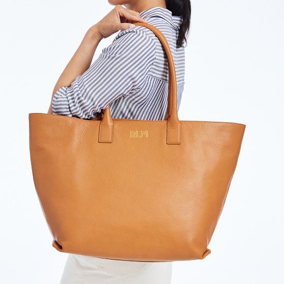 Leather monogram tote hotsell