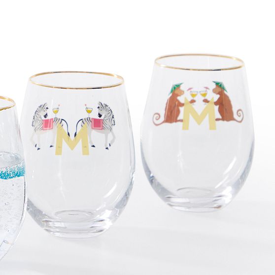 Party Animal Stemless Wine Glasses, Set of 4