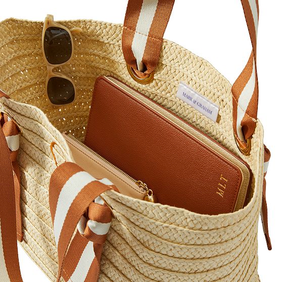 Ribbon Straw Beach Tote